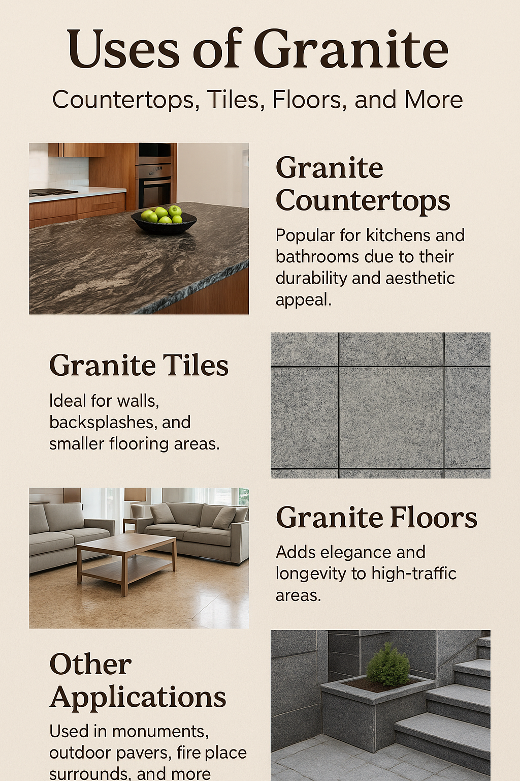 Uses of Granite: Countertops, Tiles, Floors, and More