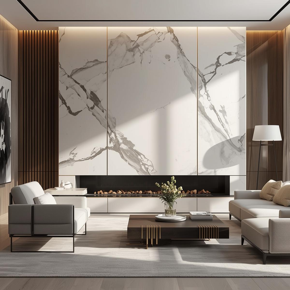 Luxury Marble Living Room Wall